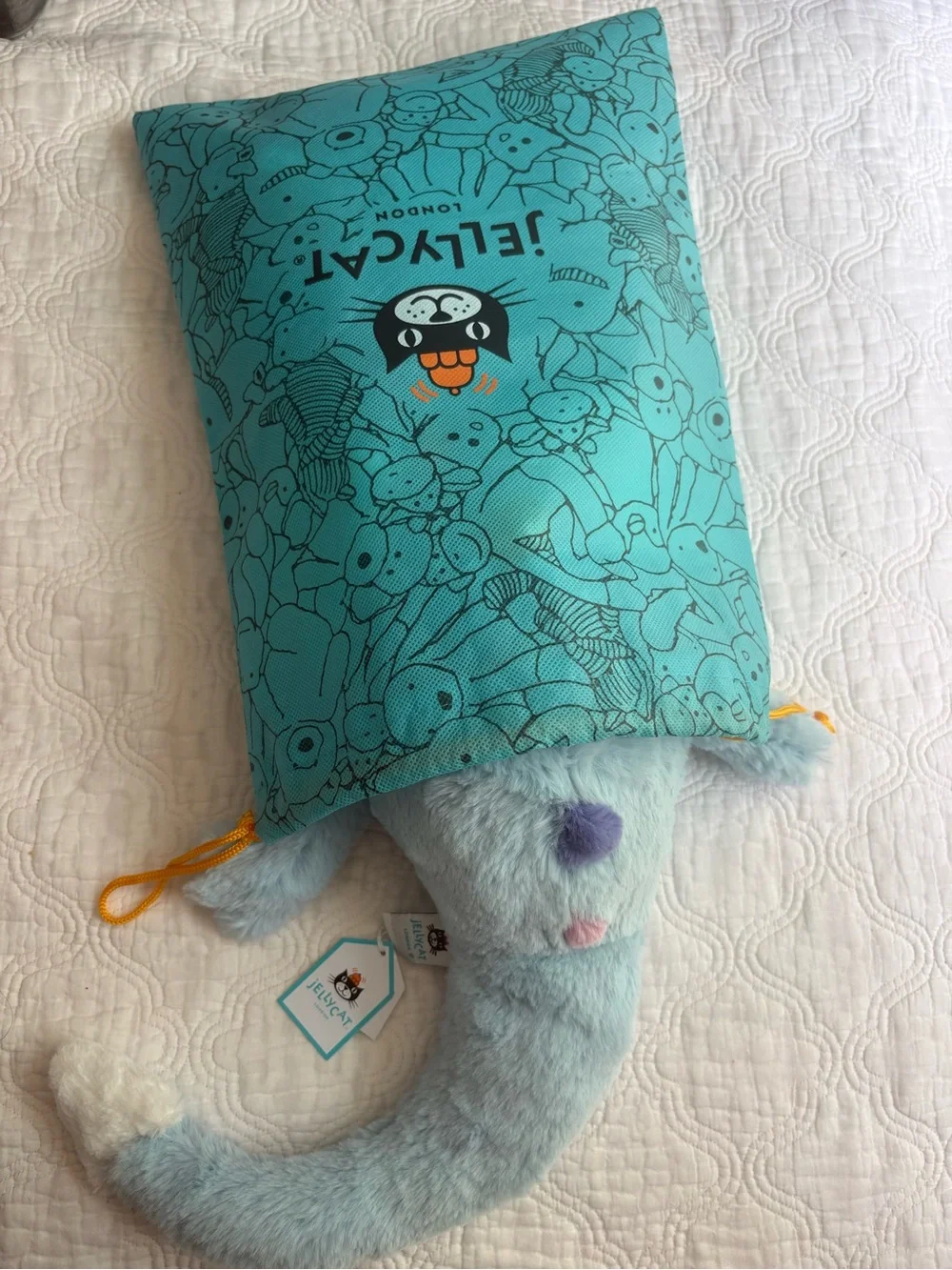 Jellycat Light Blue Plush Dragon with Multicolor Spots
